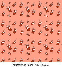 Colorful vector pattern of glasses of cola or soda for background,backdrop and wallpaper.