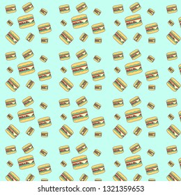 Colorful vector pattern of hamburger or burger for background,backdrop and wallpaper.