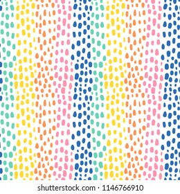 Colorful vector pattern with hand drawnd rounded shapes for textile, clothing and backgrounds