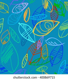 Colorful vector pattern with leaves. Good for wallpaper, fabric, pattern fills, web page background, surface textures.