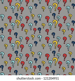 colorful vector pattern with question marks elements, seamless background