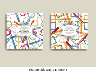 Colorful Vector Patterns in Grungy Style . Retro Flyers , Banners and Posters. 