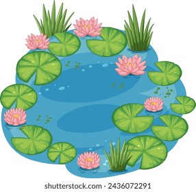 Colorful vector of a peaceful water lily pond