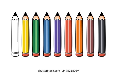 Colorful vector of pencil available in rainbow colors