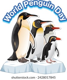 Colorful vector of penguins commemorating their special day