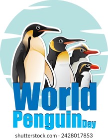 Colorful vector of penguins commemorating their special day.