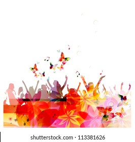 Colorful vector people with butterflies