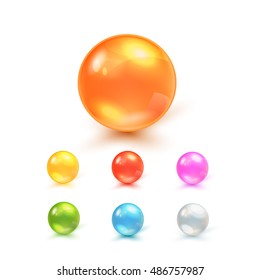 Colorful Vector Photo Realistic Set Of Balls - Pills, Capsules, Glass Spheres Or Beads