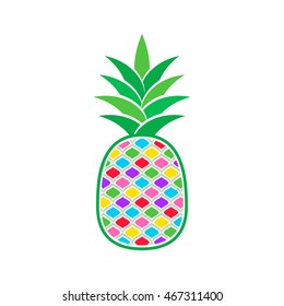 Colorful vector pineapple icon isolated on white background