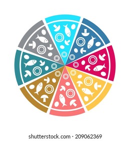 Colorful vector pizza illustration isolated on white background