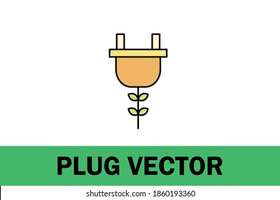 Colorful vector of plug icon. Isolated on white background. For designer. With farming and environment theme.