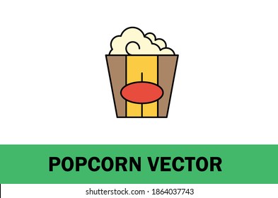 Colorful vector of popcorn icon. Isolated on white background. For Designer.