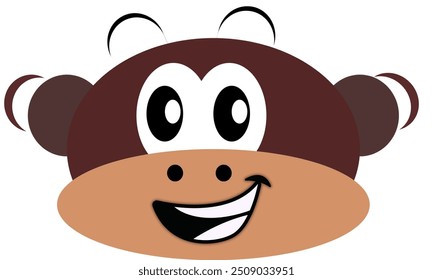 Cartel colorido del Vector con la cara alegre del mono. Retrato aislado en el fondo