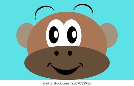 Colorful vector poster with monkey Cheerful face. Portrait isolated on background