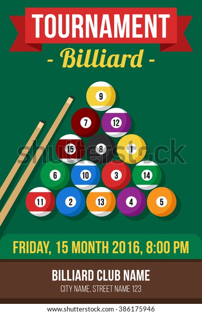 Colorful Vector Poster Template Billiard Tournament Stock Vector ...