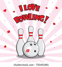 Colorful vector poster template for bowling . flat style.