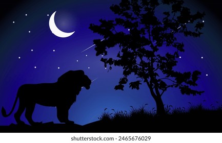Colorful vector. Premium. Lion silhouette. Safari.