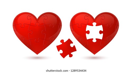 Colorful vector puzzle heart.