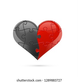 Colorful vector puzzle heart.