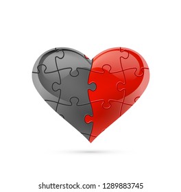 Colorful vector puzzle heart.