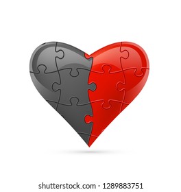 Colorful vector puzzle heart.