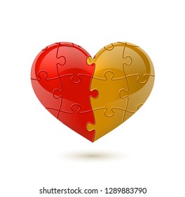 Colorful vector puzzle heart.