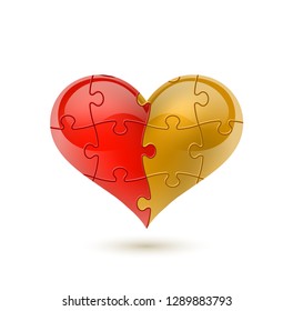 Colorful vector puzzle heart.