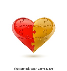Colorful vector puzzle heart.