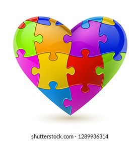 Colorful vector puzzle heart