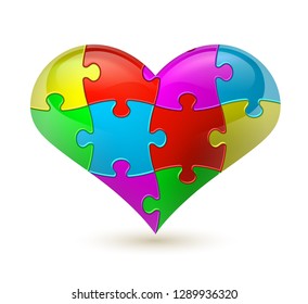 Colorful vector puzzle heart