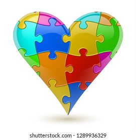 Colorful vector puzzle heart