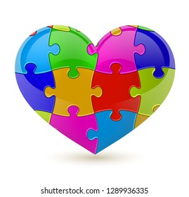 Colorful vector puzzle heart