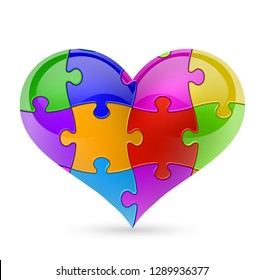 Colorful vector puzzle heart