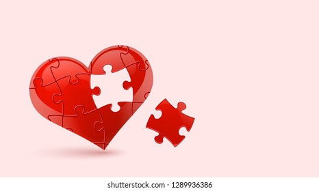 Colorful vector puzzle heart