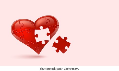 Colorful vector puzzle heart