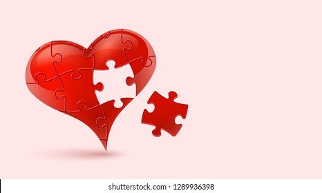 Colorful vector puzzle heart