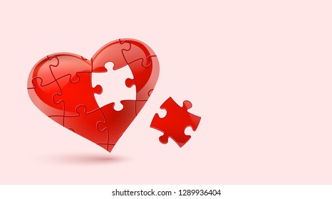 Colorful vector puzzle heart