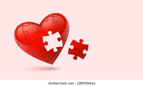 Colorful vector puzzle heart