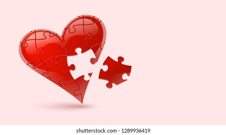 Colorful vector puzzle heart