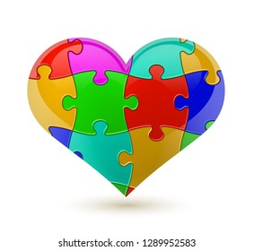 Colorful vector puzzle heart