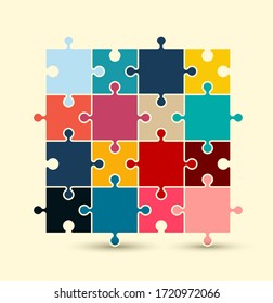 Colorful Vector Puzzle Pieces on Light Background