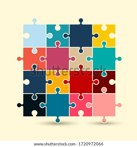 Colorful Vector Puzzle Pieces on Light Background