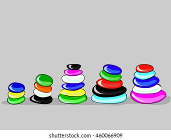 Colorful vector pyramid in a row