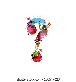 Colorful vector question mark background with butterflies