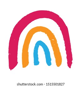 Colorful vector rainbow with acrylic brush strokes lines. Vector hand drawing for posters, logos, advertising, templates, patterns, banners, icons. White isolated background. 