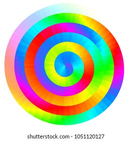 Colorful vector rainbow spiral. RGB. Eps8. Global colors. One line gradient