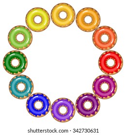 Colorful vector rainbow wheel donuts circle
