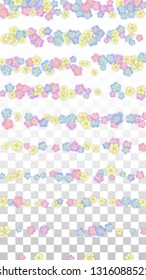 Colorful Vector Realistic Petals Falling on Transparent Background.  Spring Romantic Flowers Illustration. Flying Petals. Sakura Spa Design. Blossom Confetti. Design Elements for  Poster Design. 