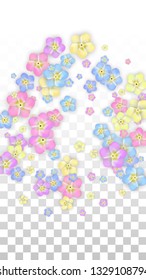 Colorful Vector Realistic Petals Falling on Transparent Background.  Spring Romantic Flowers Illustration. Flying Petals. Sakura Spa Design. Blossom Confetti. Design Elements for  Mother's Day.