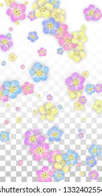 Colorful Vector Realistic Petals Falling on Transparent Background.  Spring Romantic Flowers Illustration. Flying Petals. Sakura Spa Design. Blossom Confetti. Design Elements for  Wedding Decoration.